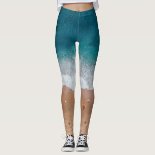 SEASCAPE BEACH SHELLS SUMMER VACATION LEGGINGS
