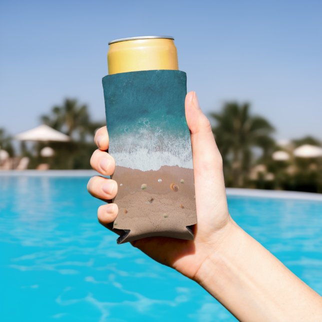 SEASCAPE BEACH SHELLS SUMMER VACATION  SELTZER CAN COOLER (In Situ Pool)