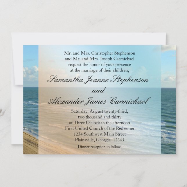Seascape Beach Wedding Blue Ocean Invitation (Front)