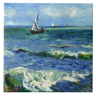 Seascape, fine art painting by van Gogh, Ceramic Tile