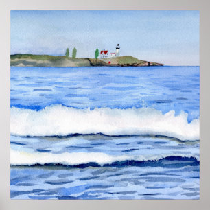 Seascape in York, Maine Watercolor Archival Print