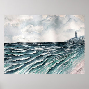 seascape lighthouse canvas art print