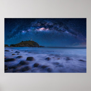 Seascape Lighthouse   Milky Way Lanta Island Krabi Poster