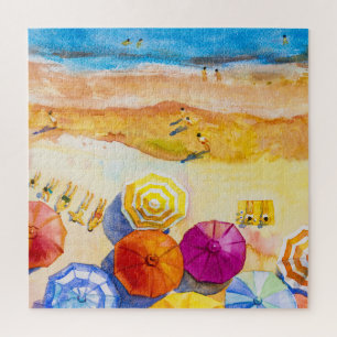 Seascape Love: Watercolor Vacation Painting Jigsaw Puzzle