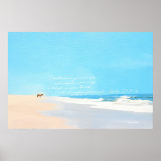 Seascape Painting Psalm 119 15 16 Bible Verse Poster