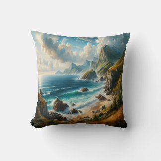 Seascape Paintings Sea Beach with cliff Cushion