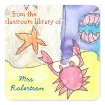 Seascape personalised teacher gift bookplate