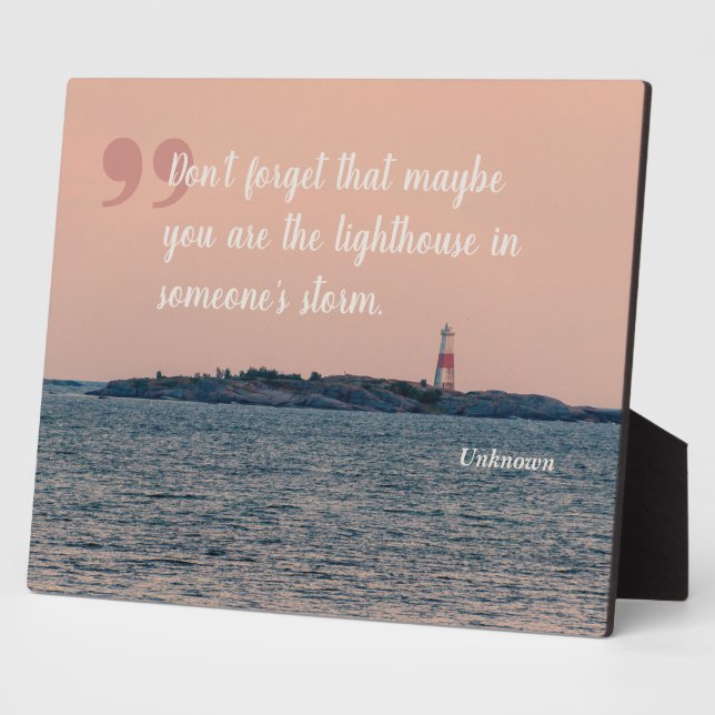Seascape Photo With Inspirational Lighthouse Quote Plaque (Side)