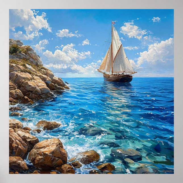 ⛵ Seascape Sailing Ship Ocean Wall Art Decor 🌊✨ (Front)