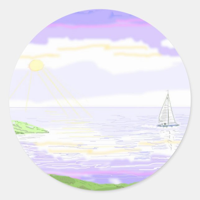 Seascape scene classic round sticker (Front)