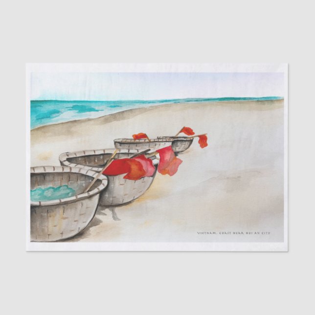 Seascape. Vietnam. Coast in Hoi An Canvas Print Tissue Paper (Front)