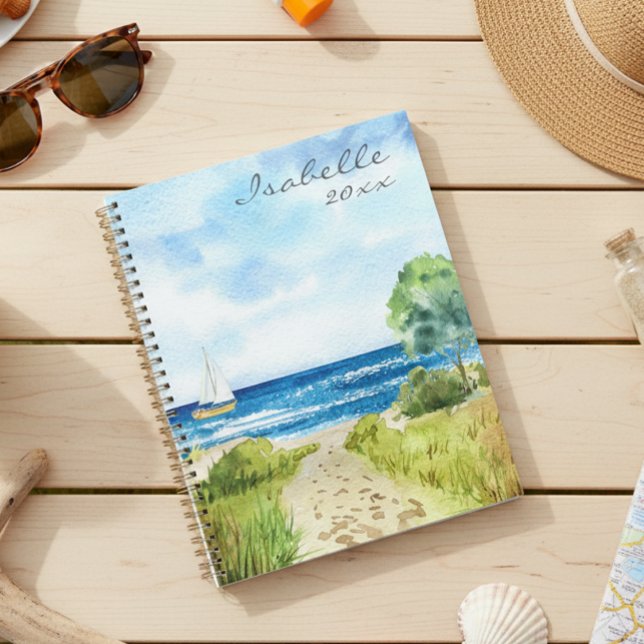 Seascape Watercolor Beach Ocean Personalised  Planner (Creator Uploaded)
