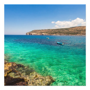 Seascape with Fisherman Boat – Tranquil Coastal Photo Print