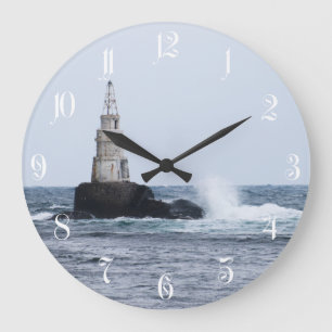 Seascape with lighthouse large clock