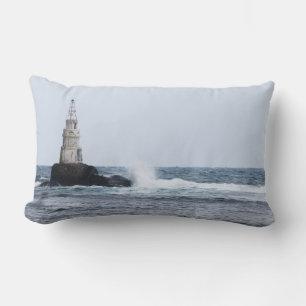 Seascape with lighthouse lumbar cushion