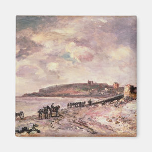 Seascape with ponies on the beach magnet
