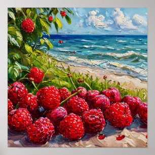 Seascape with Raspberries Creative Surreal Nature Poster