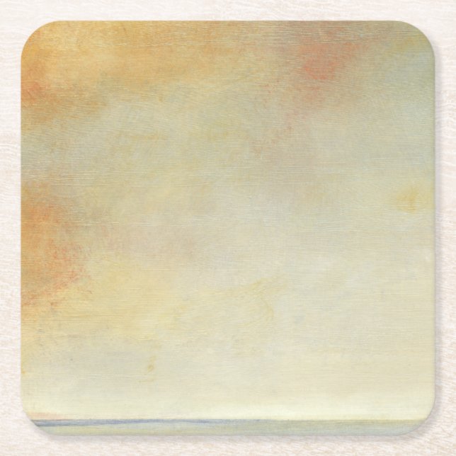 Seascape with Tranquil Orange Sunset Square Paper Coaster (Front)
