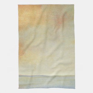 Seascape with Tranquil Orange Sunset Tea Towel