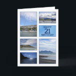 Seascapes 21st birthday card<br><div class="desc">A collection of seascapes and seaside images. Beaches and boats with beautiful scenery. A modern take on a traditional look. Inside the card is a lovely verse. Copyright Norma Cornes</div>