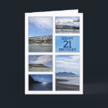 Seascapes 21st birthday card<br><div class="desc">A collection of seascapes and seaside images. Beaches and boats with beautiful scenery. A modern take on a traditional look. Inside the card is a lovely verse. Copyright Norma Cornes</div>