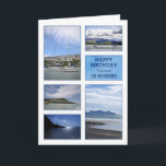 Seascapes birthday card for Ex-husband<br><div class="desc">A birthday card for a wonderful Ex-husband. A collection of seascapes and seaside images. Beaches and boats with beautiful scenery. A modern take on a traditional look. Inside the card is a lovely verse. Copyright Norma Cornes</div>