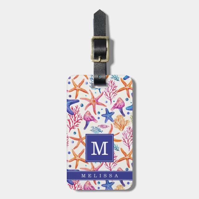 Seashell and Beach Luggage Tag (Front Vertical)