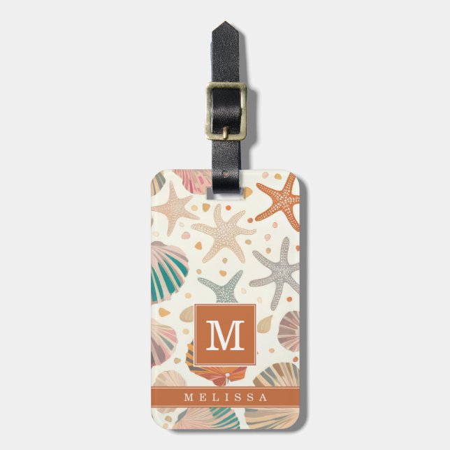 Seashell and Beach Luggage Tag (Front Vertical)