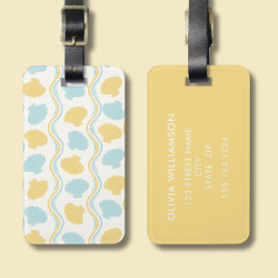 Seashell and beach waves Summer Luggage Tag