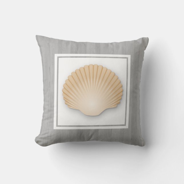 Seashell and Driftwood Planks Cushion (Front)