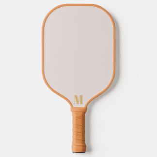 Seashell and Indian Yellow Modern Monogram Pickleball Paddle