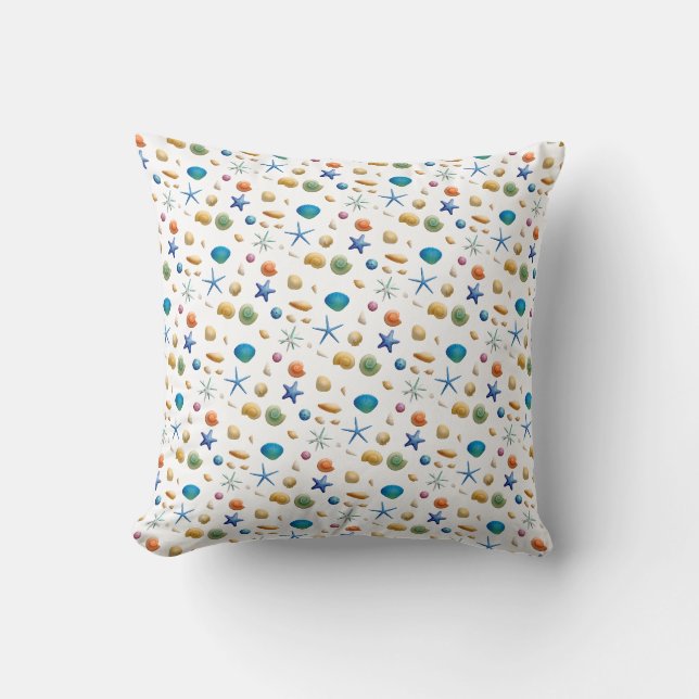 Seashell and Starfish Beach  Cushion (Front)