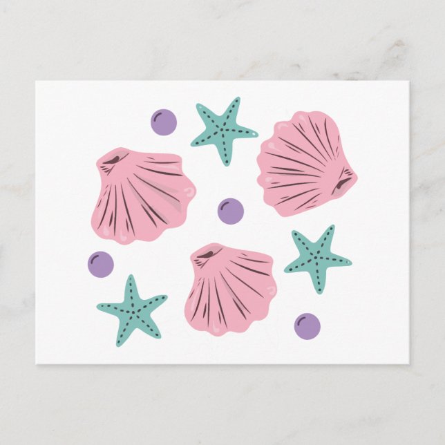 Seashell and starfish  holiday postcard (Front)