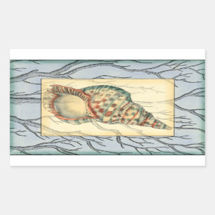 Seashell and Tree Branches Rectangular Sticker