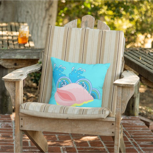 Seashell and Waves Tropical Beach Outdoor Cushion (Chair)