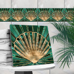 Seashell Art Deco -Malachite and Gold Ceramic Tile<br><div class="desc">Seashell Art Deco -Malachite and Gold</div>