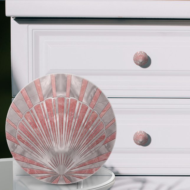 Seashell Art Deco -Rose Quartz and Pearl Ceramic Knob (Creator Uploaded)