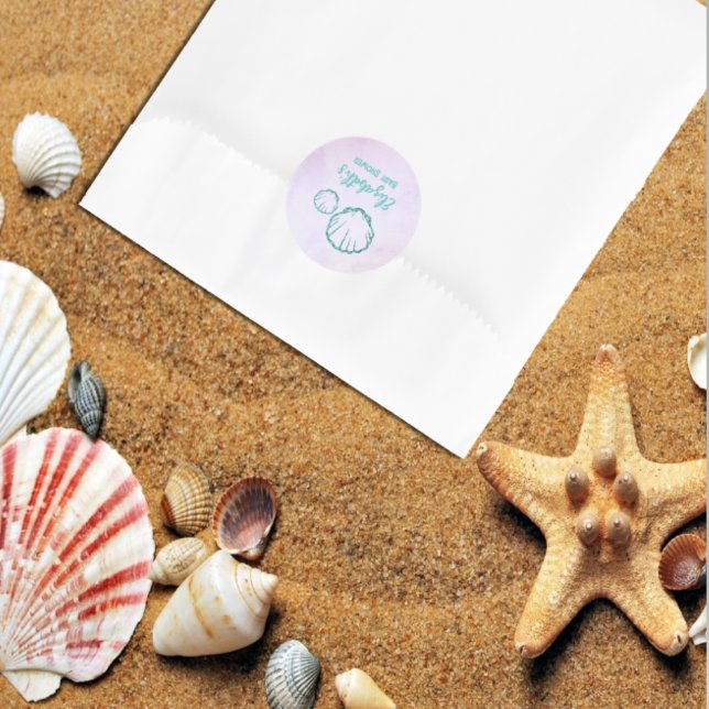 Seashell Baby Shower Classic Round Sticker (Creator Uploaded)