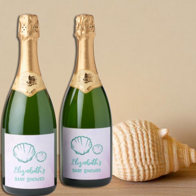 Seashell Baby Shower Sparkling Wine Label (Creator Uploaded)