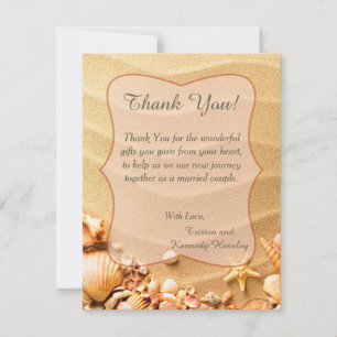 Seashell Beach 4x5 Flat Wedding Thank You Card