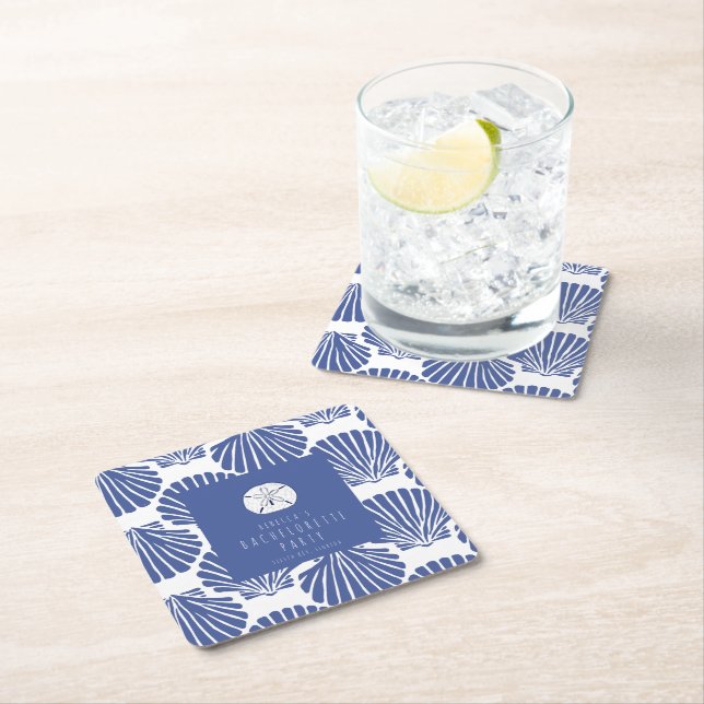 Seashell Beach Bachelorette Weekend  Square Paper Coaster (Insitu)