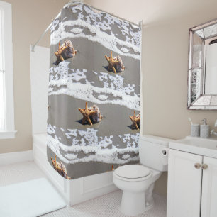 Seashell Beach Bathroom Shower Curtain