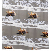 Seashell Beach Bathroom Shower Curtain