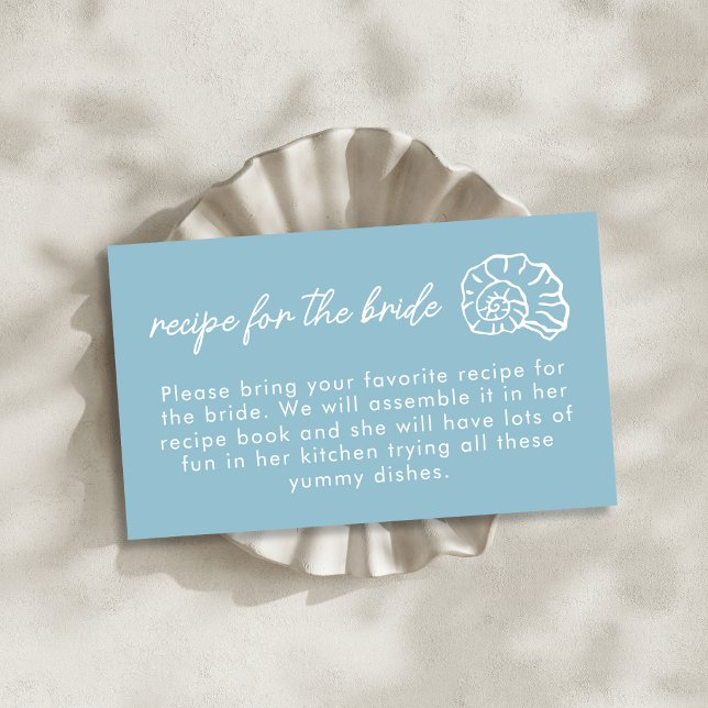 Seashell Beach Blue Bridal Shower Recipe Request  Enclosure Card (Creator Uploaded)