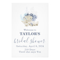 Seashell beach blue bridal shower Welcome