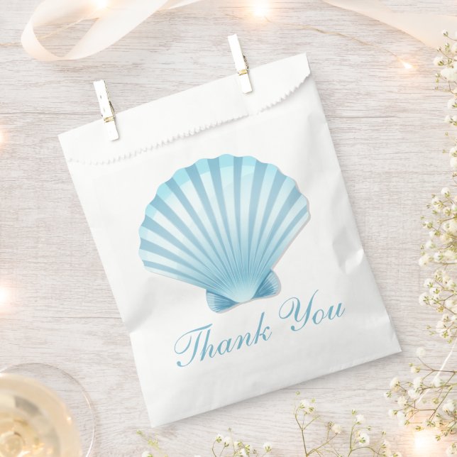 Seashell Beach Blue Nautical Wedding Thank You Favour Bag (Clipped)