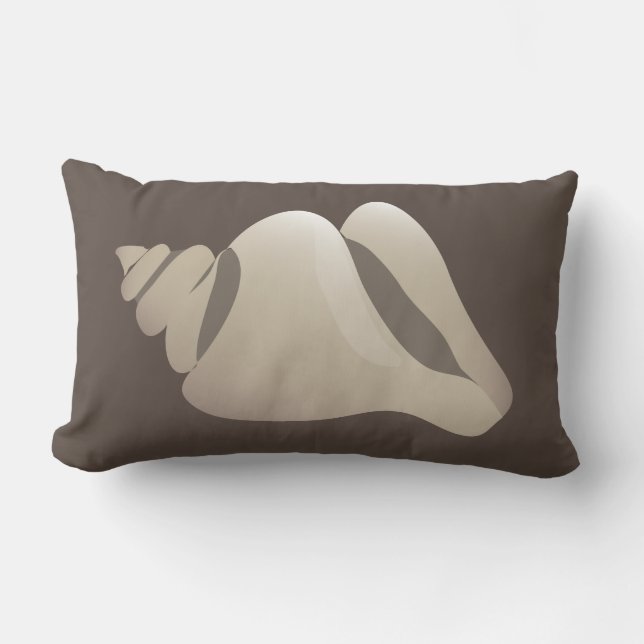 Seashell Beach Brown & White Lumbar Cushion (Front)