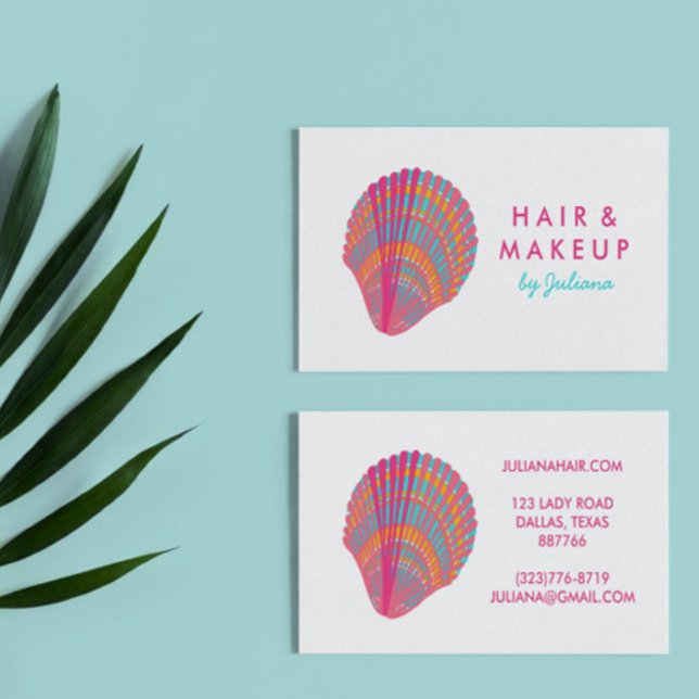 Seashell Beach Chic Elegant Pink & BLue Business Card (Creator Uploaded)