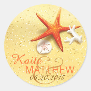 Seashell Beach Destination Wedding Label