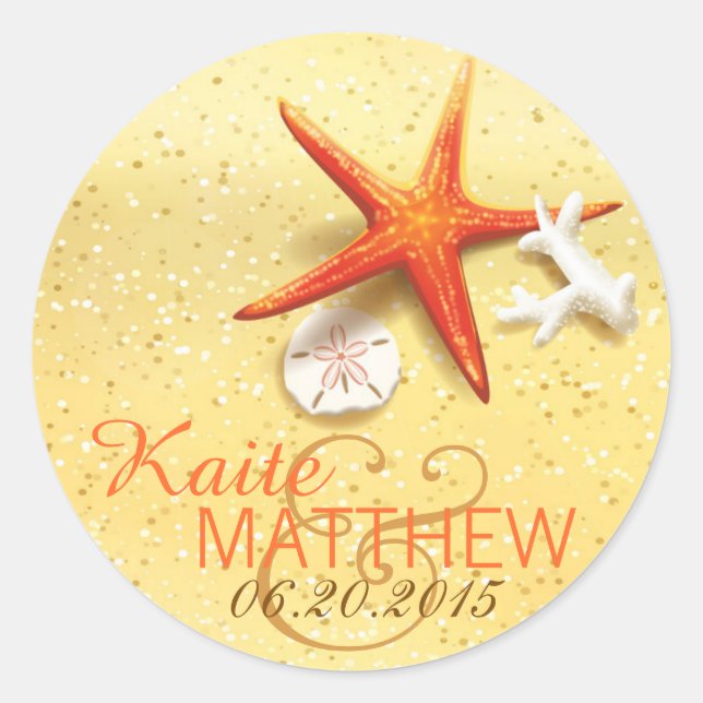 Seashell Beach Destination Wedding Label (Front)